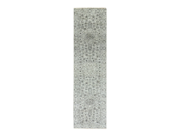 2'8" x 10'0" New Hand Knotted Ivory Wool Runner Oriental Rug - MOA10279685