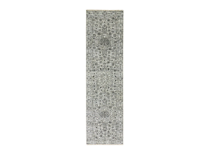 2'9" x 10'0" New Hand Knotted Ivory Wool Runner Oriental Rug - MOA10279686