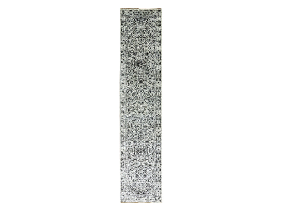 2'7" x 12'0" New Hand Knotted Ivory Wool Runner Oriental Rug - MOA10279687
