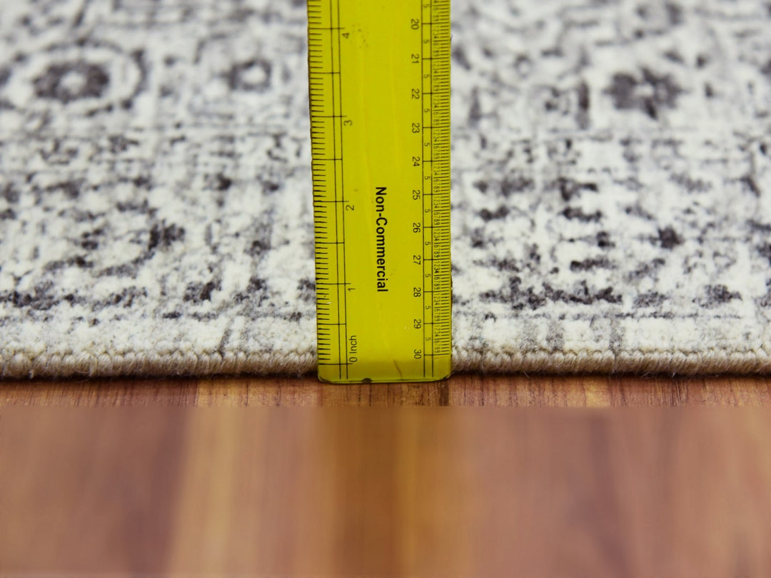 2'7" x 12'0" New Hand Knotted Ivory Wool Runner Oriental Rug - MOA10279687