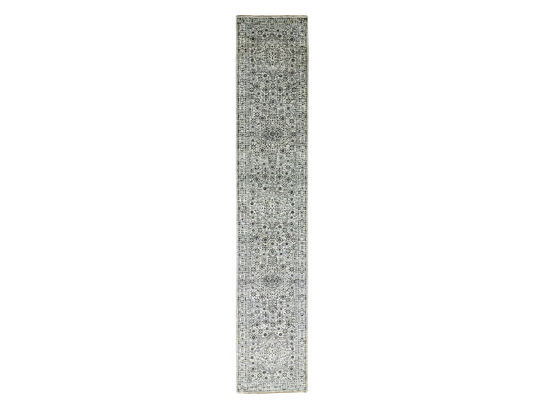 2'7" x 14'1" New Hand Knotted Ivory Wool Runner Oriental Rug - MOA10279688