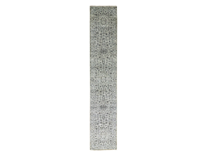 2'7" x 14'1" New Hand Knotted Ivory Wool Runner Oriental Rug - MOA10279688
