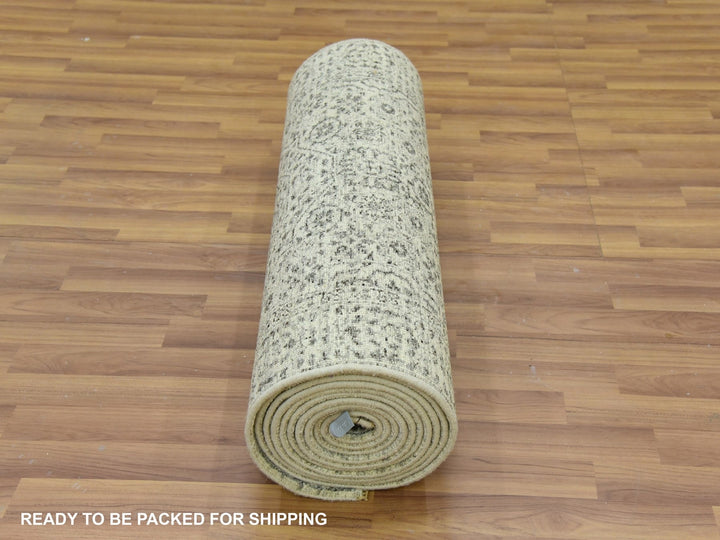 2'10" x 18'0" New Hand Knotted Ivory Wool Runner Oriental Rug - MOA10279689