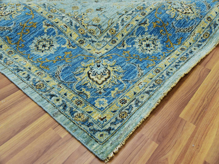 9'0" x 12'3" New Hand Knotted Blue Wool Rectangle Oriental Rug - MOA10279691