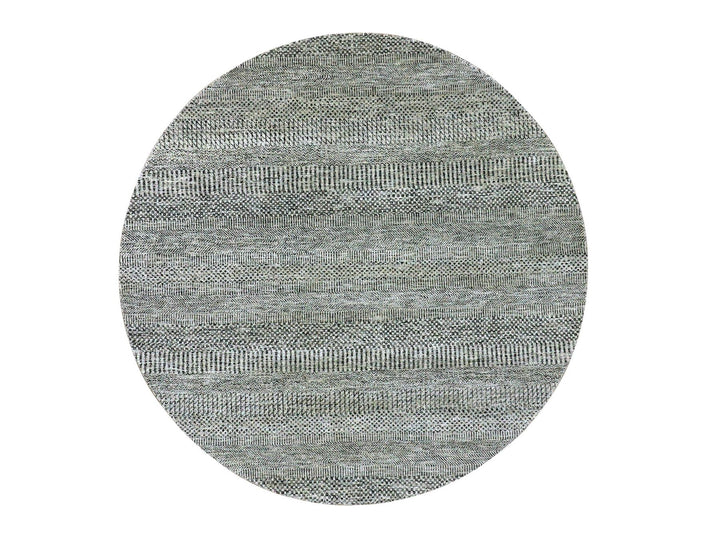 6'0" x 6'0" New Hand Knotted Grey Wool Round Oriental Rug - MOA10279695