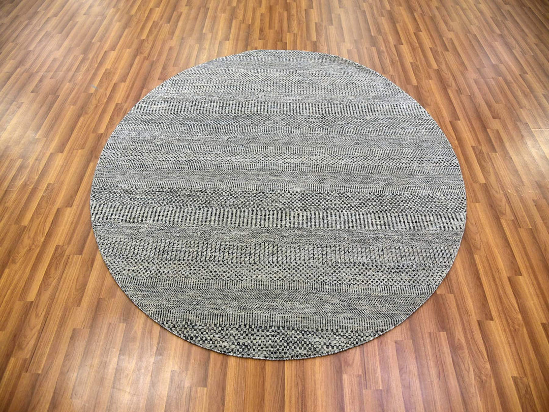 6'0" x 6'0" New Hand Knotted Grey Wool Round Oriental Rug - MOA10279695