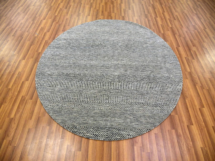6'0" x 6'0" New Hand Knotted Grey Wool Round Oriental Rug - MOA10279695