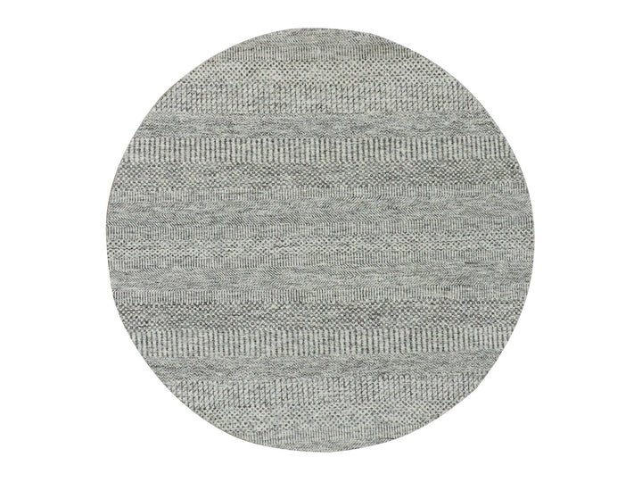 4'10" x 4'11" New Hand Knotted Grey Wool Round Oriental Rug - MOA10279696