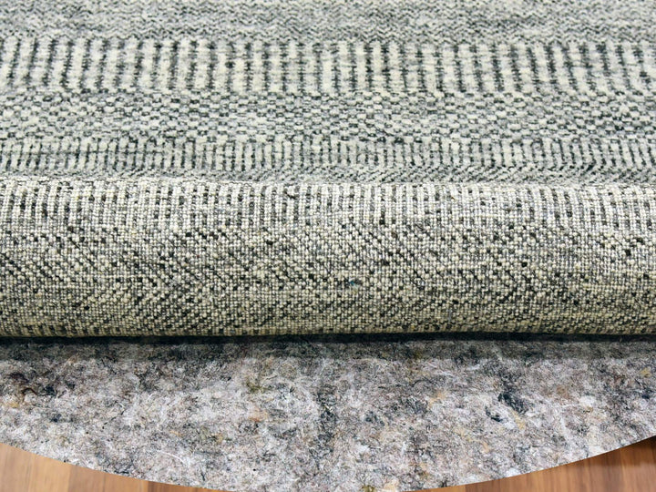 4'10" x 4'11" New Hand Knotted Grey Wool Round Oriental Rug - MOA10279696
