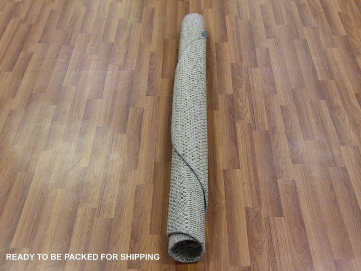 4'8" x 4'8" New Hand Knotted Grey Wool Round Oriental Rug - MOA10279697