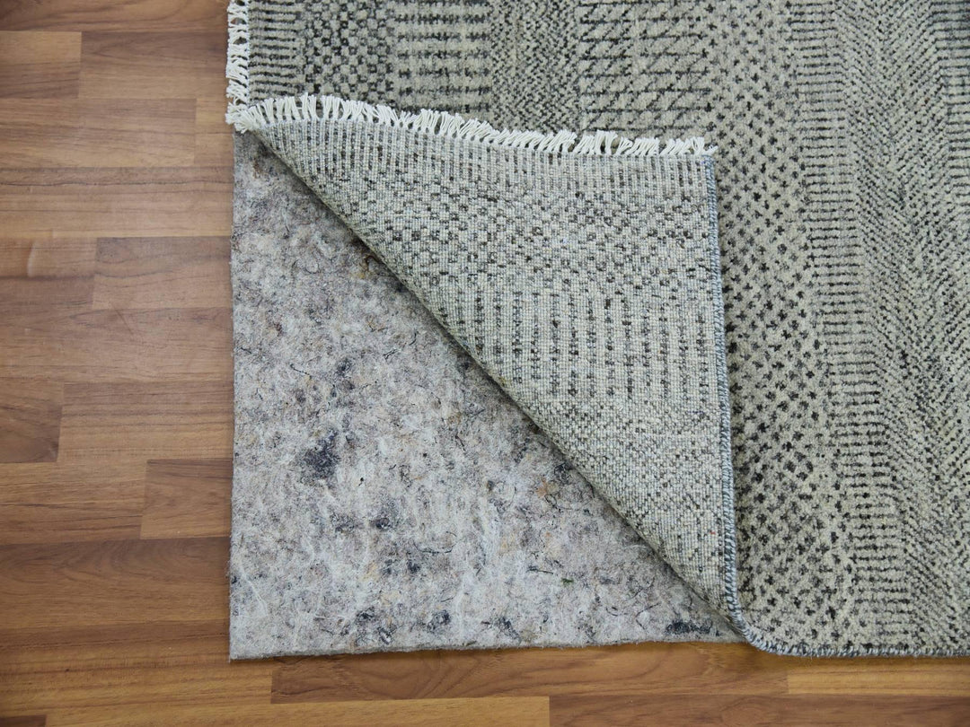 2'5" x 27'11" New Hand Knotted Grey Wool Runner Oriental Rug - MOA10279700