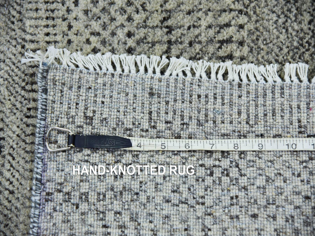 2'5" x 27'11" New Hand Knotted Grey Wool Runner Oriental Rug - MOA10279700