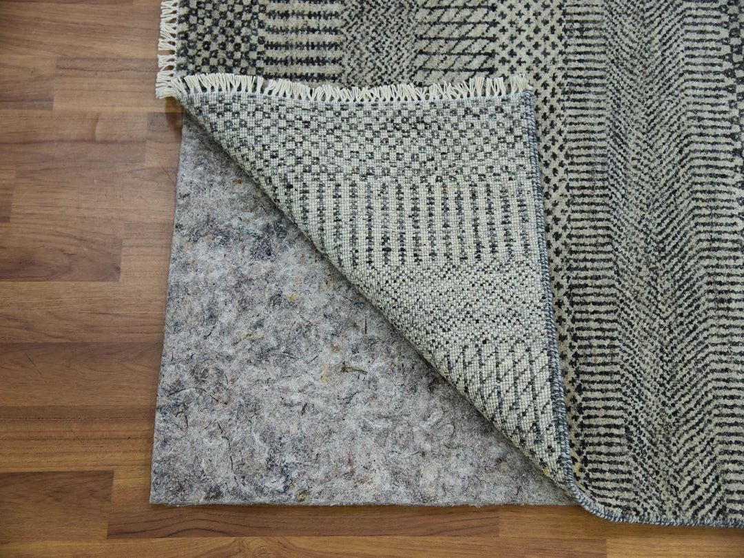 2'7" x 26'3" New Hand Knotted Grey Wool Runner Oriental Rug - MOA10279701
