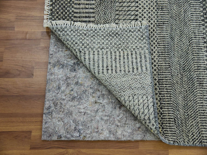 2'7" x 26'3" New Hand Knotted Grey Wool Runner Oriental Rug - MOA10279701