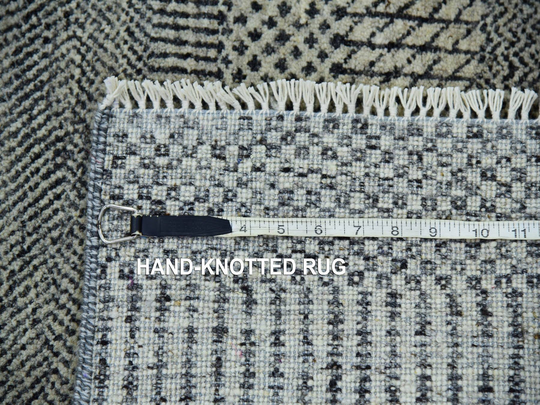 2'7" x 26'3" New Hand Knotted Grey Wool Runner Oriental Rug - MOA10279701