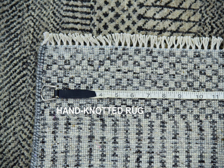 2'7" x 26'3" New Hand Knotted Grey Wool Runner Oriental Rug - MOA10279701