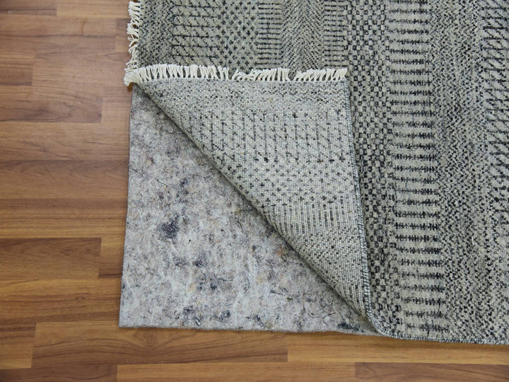 2'8" x 19'11" New Hand Knotted Grey Wool Runner Oriental Rug - MOA10279703