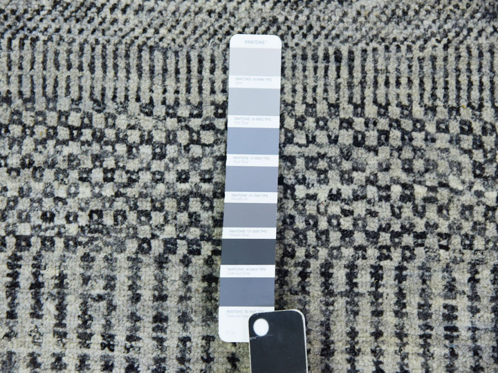 2'8" x 19'11" New Hand Knotted Grey Wool Runner Oriental Rug - MOA10279703
