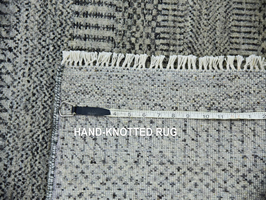 2'8" x 19'11" New Hand Knotted Grey Wool Runner Oriental Rug - MOA10279703