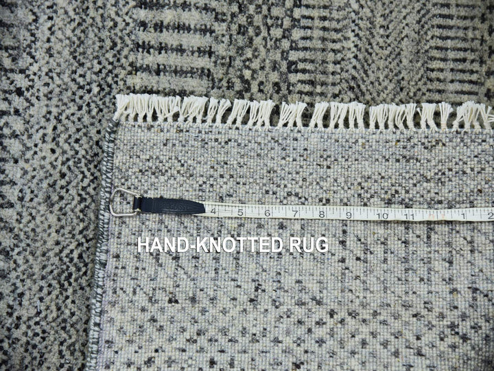 2'8" x 19'11" New Hand Knotted Grey Wool Runner Oriental Rug - MOA10279703