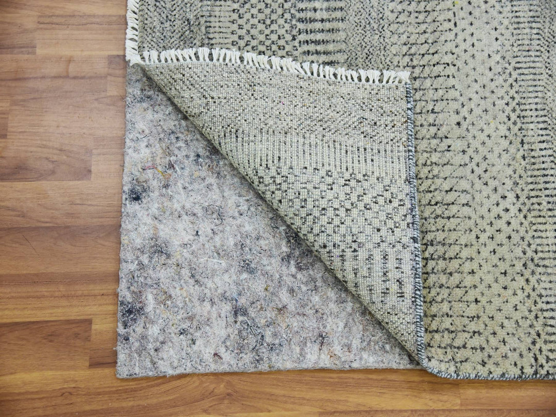 2'6" x 15'11" New Hand Knotted Grey Wool Runner Oriental Rug - MOA10279704
