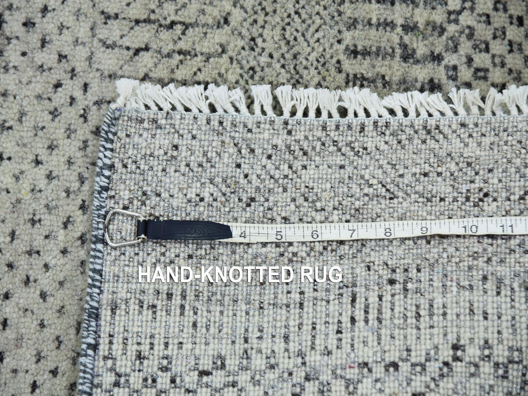2'6" x 15'11" New Hand Knotted Grey Wool Runner Oriental Rug - MOA10279704