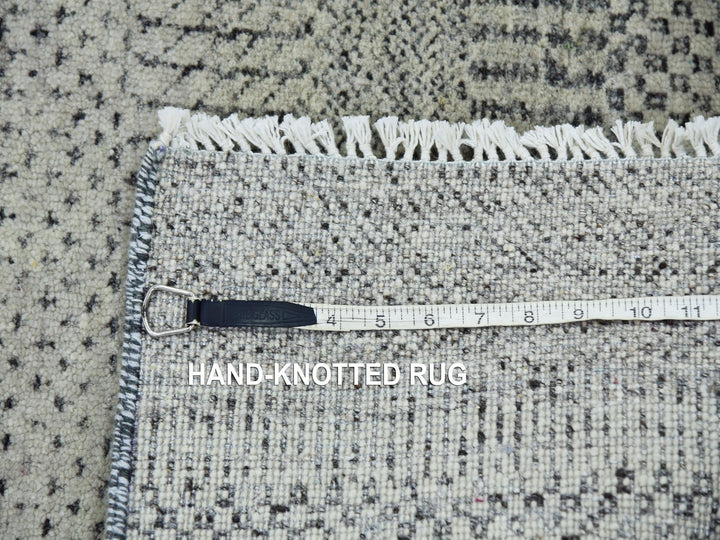 2'6" x 15'11" New Hand Knotted Grey Wool Runner Oriental Rug - MOA10279704