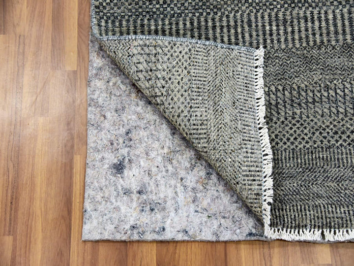 2'6" x 9'11" New Hand Knotted Grey Wool Runner Oriental Rug - MOA10279705