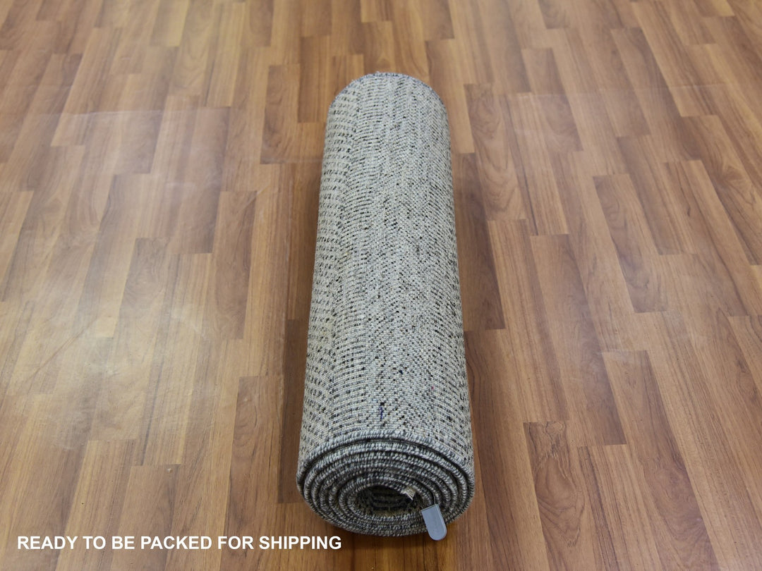 2'6" x 9'11" New Hand Knotted Grey Wool Runner Oriental Rug - MOA10279705