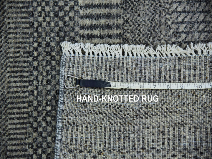 2'6" x 9'11" New Hand Knotted Grey Wool Runner Oriental Rug - MOA10279705