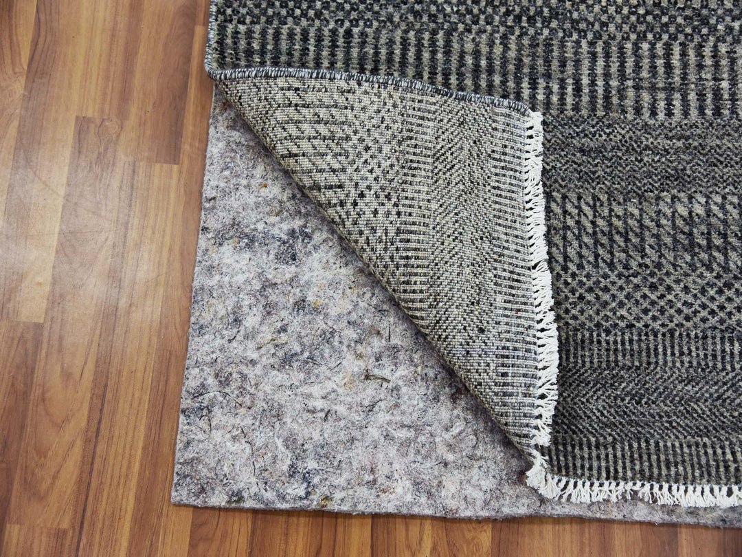 2'6" x 9'11" New Hand Knotted Grey Wool Runner Oriental Rug - MOA10279706