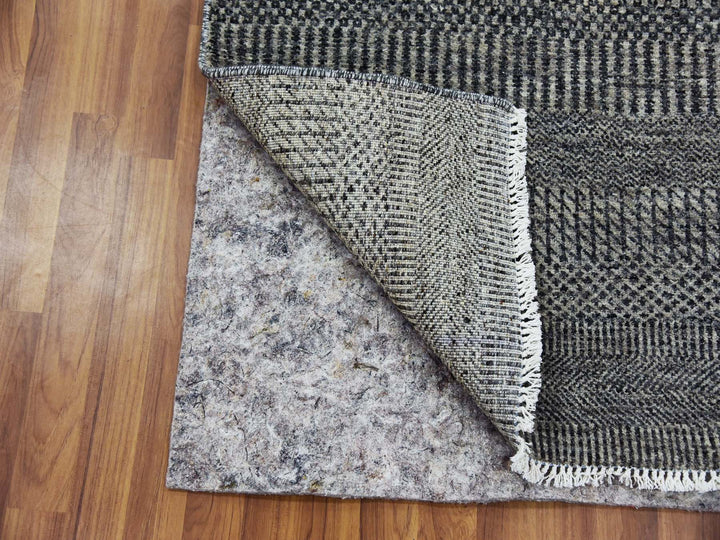 2'6" x 9'11" New Hand Knotted Grey Wool Runner Oriental Rug - MOA10279706