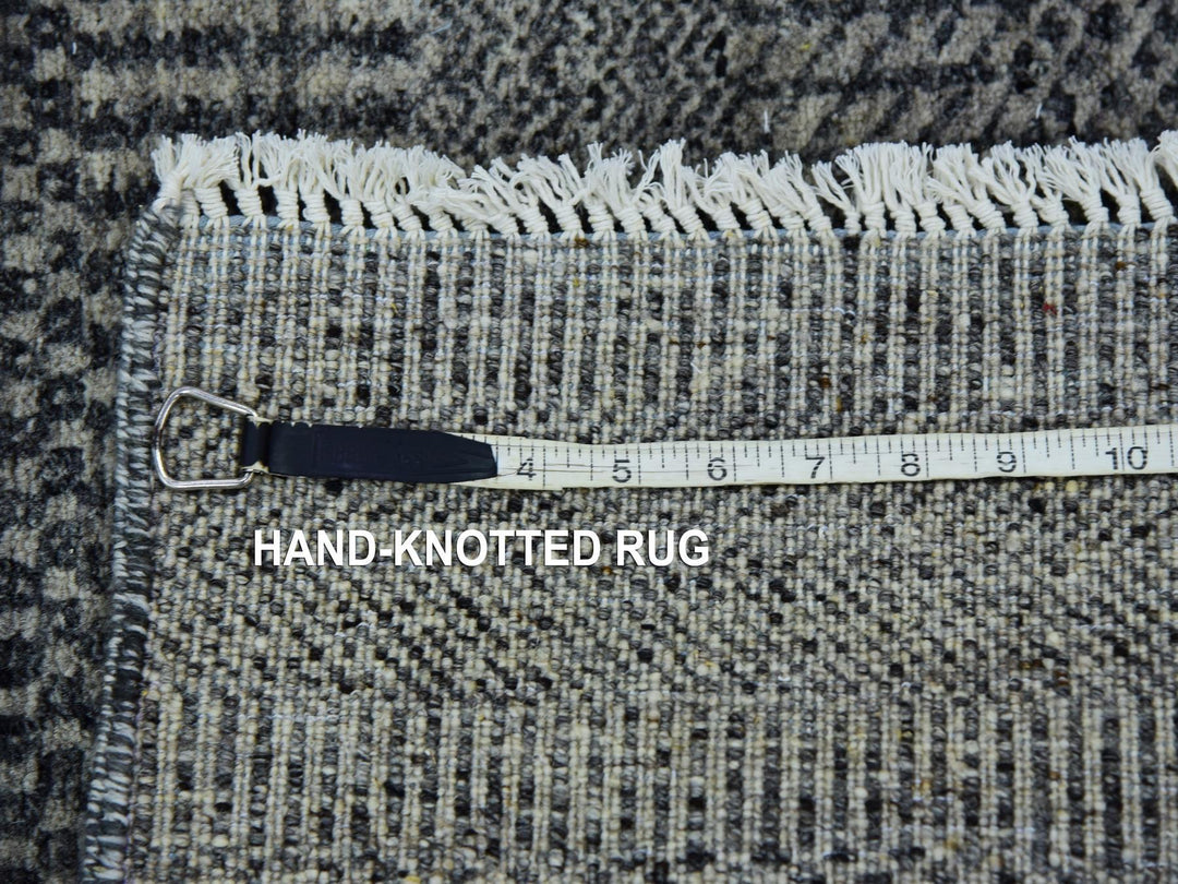 2'6" x 9'11" New Hand Knotted Grey Wool Runner Oriental Rug - MOA10279706