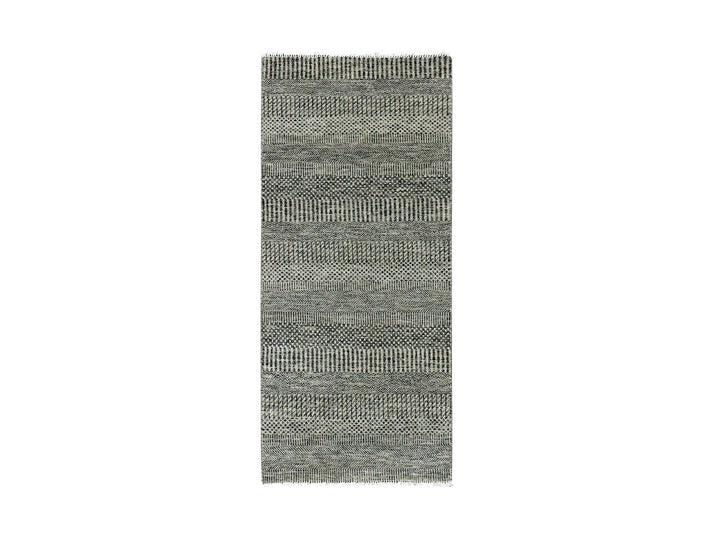 2'6" x 5'10" New Hand Knotted Grey Wool Runner Oriental Rug - MOA10279708