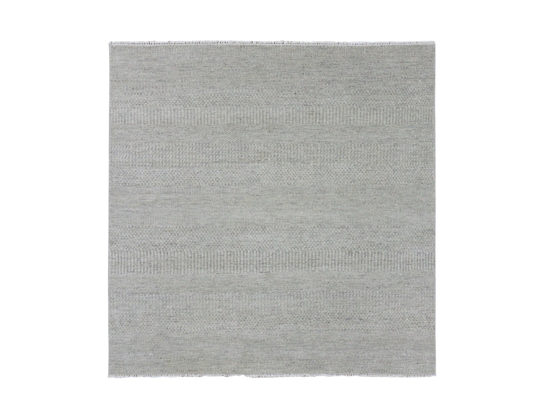 5'11" x 6'0" New Hand Knotted Grey Wool Square Oriental Rug - MOA10279715