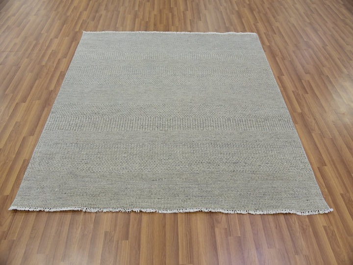 5'11" x 6'0" New Hand Knotted Grey Wool Square Oriental Rug - MOA10279715