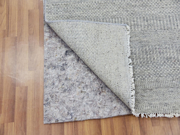 4'0" x 10'6" New Hand Knotted Grey Wool Runner Oriental Rug - MOA10279717