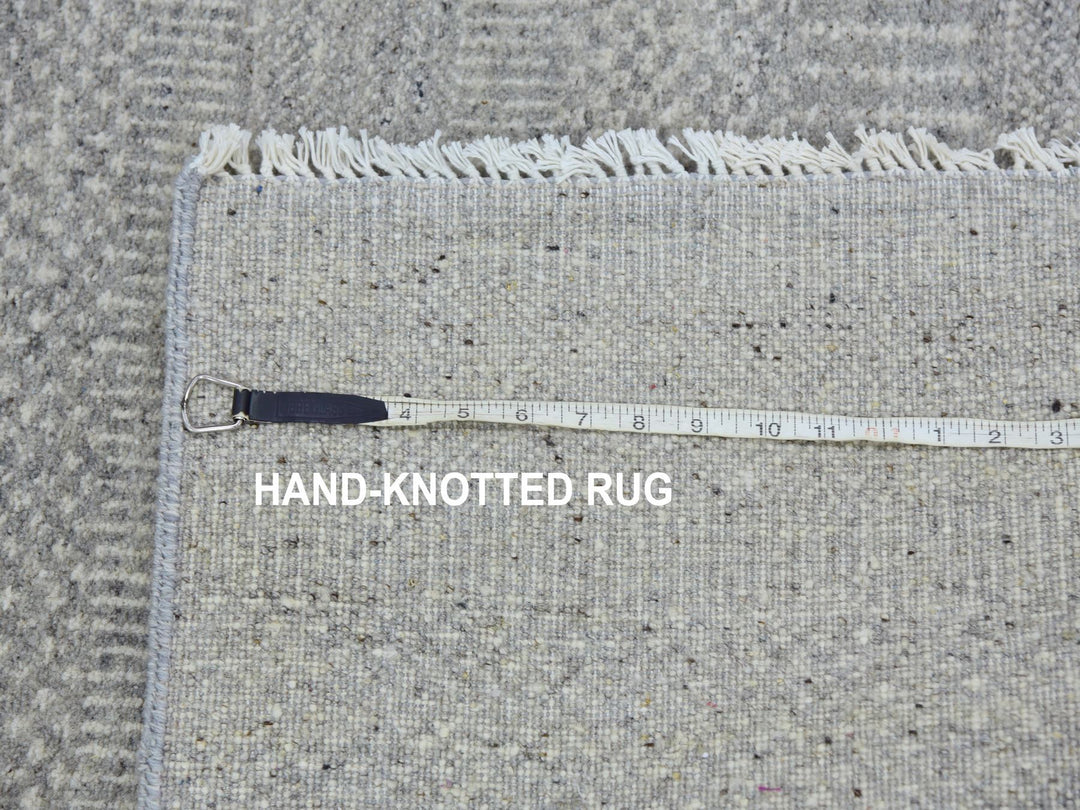 4'0" x 10'6" New Hand Knotted Grey Wool Runner Oriental Rug - MOA10279717