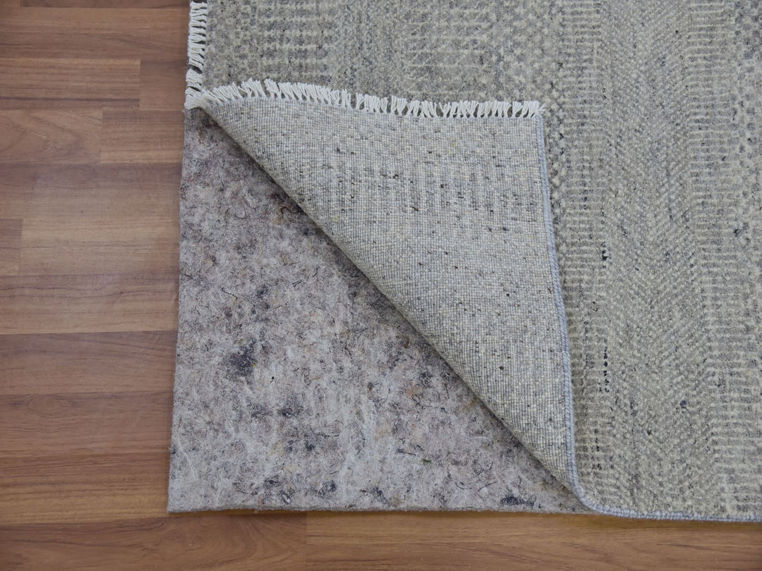 2'7" x 32'1" New Hand Knotted Grey Wool Runner Oriental Rug - MOA10279718