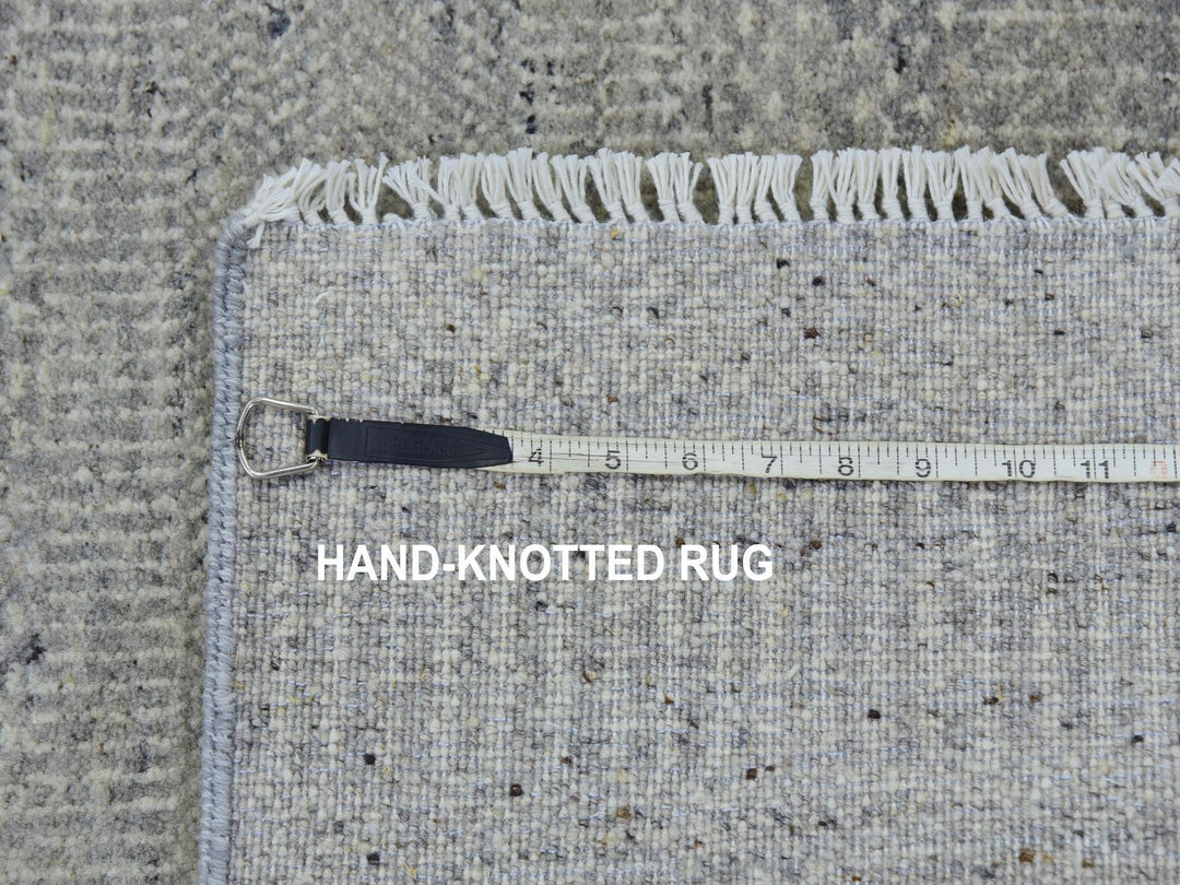 2'7" x 32'1" New Hand Knotted Grey Wool Runner Oriental Rug - MOA10279718