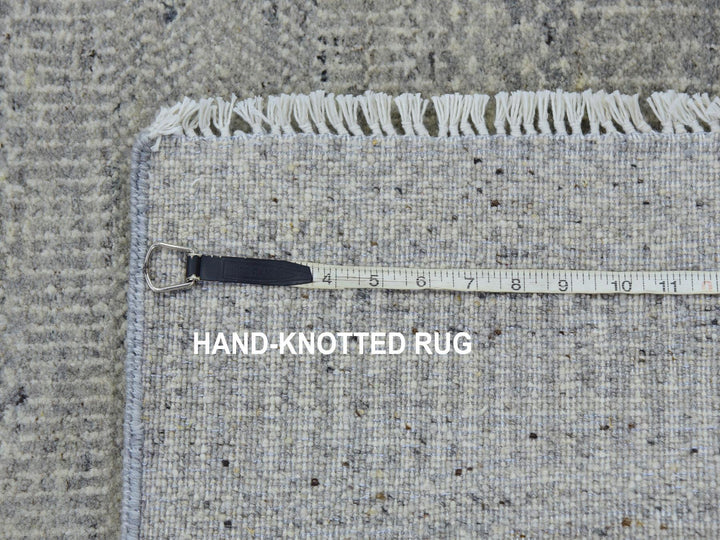 2'7" x 32'1" New Hand Knotted Grey Wool Runner Oriental Rug - MOA10279718