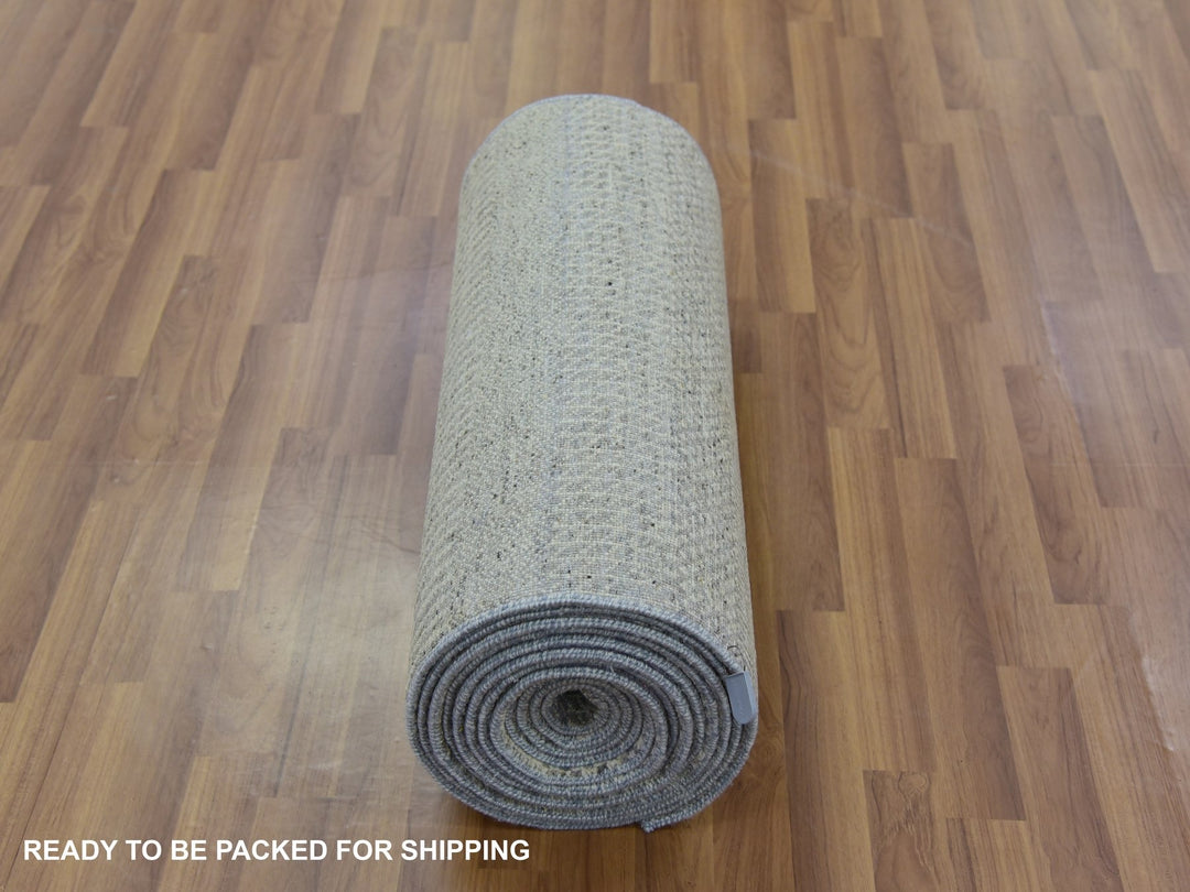 2'6" x 21'8" New Hand Knotted Grey Wool Runner Oriental Rug - MOA10279721