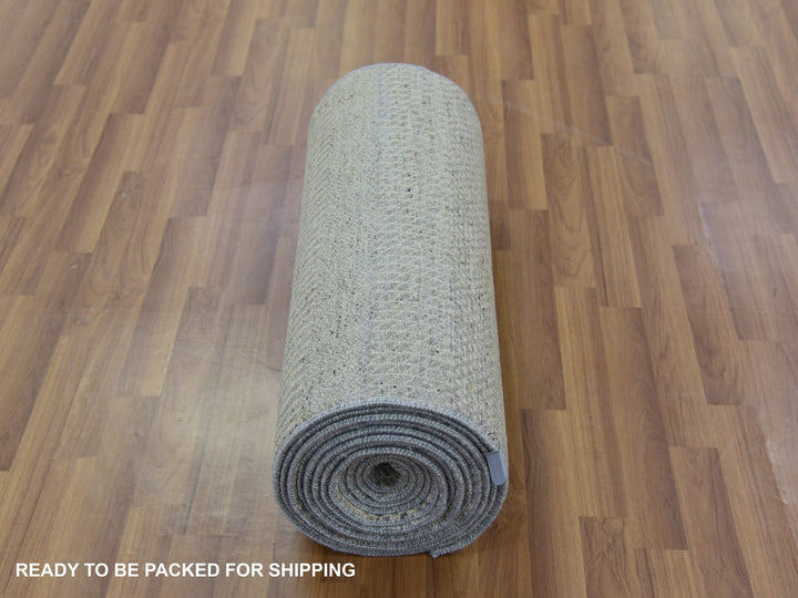 2'6" x 21'8" New Hand Knotted Grey Wool Runner Oriental Rug - MOA10279721