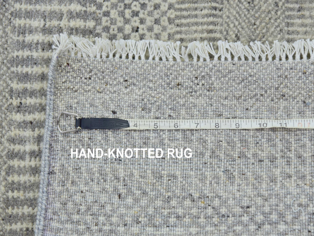 2'6" x 21'8" New Hand Knotted Grey Wool Runner Oriental Rug - MOA10279721