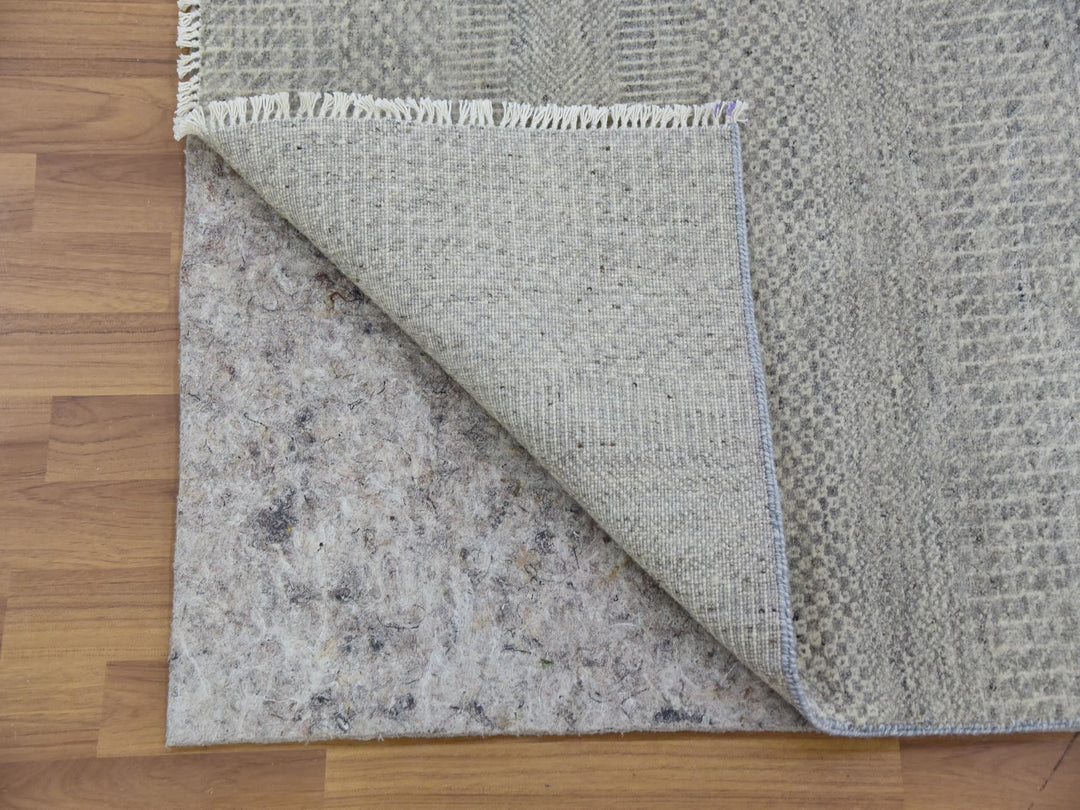 2'5" x 18'6" New Hand Knotted Grey Wool Runner Oriental Rug - MOA10279723