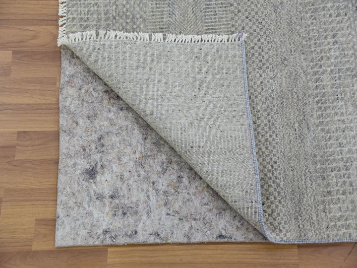 2'5" x 18'6" New Hand Knotted Grey Wool Runner Oriental Rug - MOA10279723