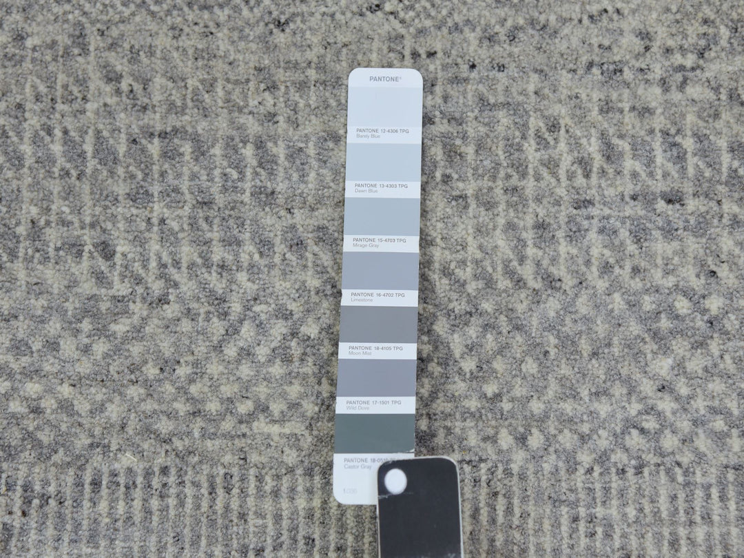 2'5" x 18'6" New Hand Knotted Grey Wool Runner Oriental Rug - MOA10279723