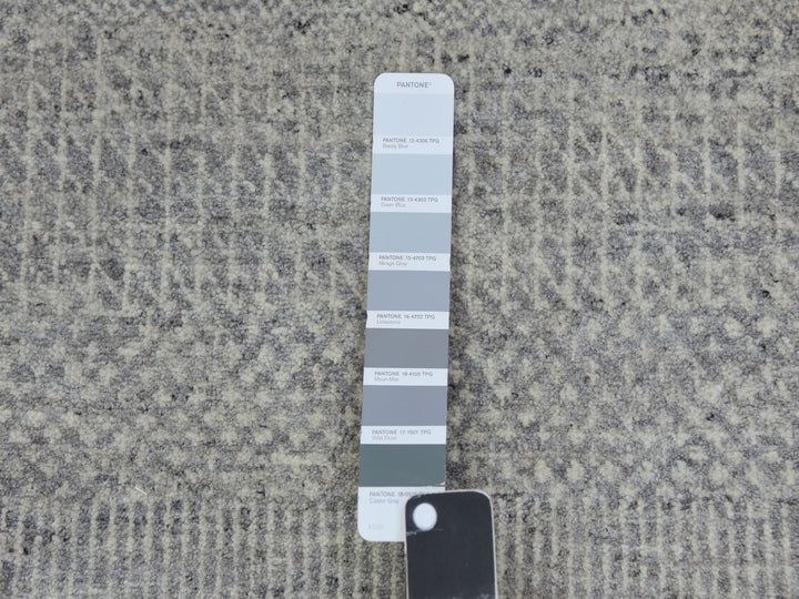 2'5" x 18'6" New Hand Knotted Grey Wool Runner Oriental Rug - MOA10279723