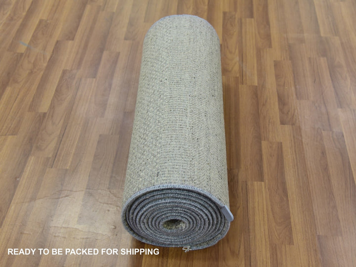2'5" x 18'6" New Hand Knotted Grey Wool Runner Oriental Rug - MOA10279723