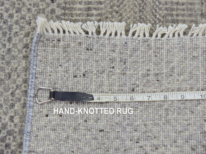 2'5" x 18'6" New Hand Knotted Grey Wool Runner Oriental Rug - MOA10279723